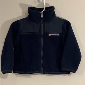 TIMBERLAND Infant Boys 12mo Fleece Jacket Full Zip Navy Pockets
